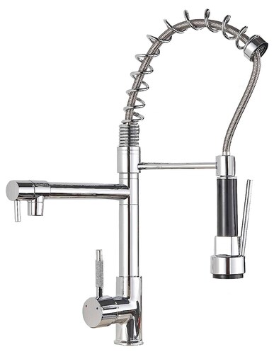 Llave Mezcladora y Grifo Para Cocina Doble Con Doble Función Haussy Acabado Cromado