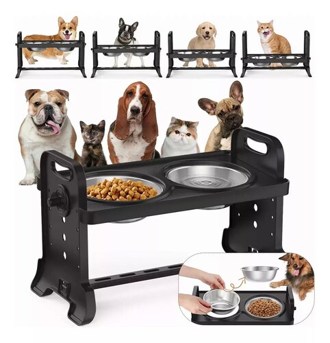 Comedero Elevado Bebedero De Agua Para Perros Gatos Mascota.
