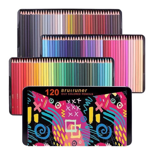 Lápices Para Colorear 120 Brutfuner Barriles Cuadrados.