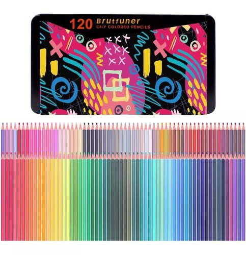 Lápices Para Colorear 120 Brutfuner Barriles Cuadrados.