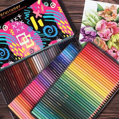 Lápices Para Colorear 120 Brutfuner Barriles Cuadrados.