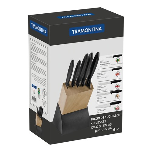 JUEGO DE CUCHILLOS TRAMONTINA 23498072 PLENUS 5 PZAS + SOPORTE ENDY2