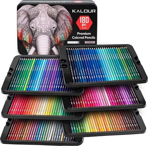 Set 180 Lápices Dibujo Colores Y Estuche Profesional Artista.