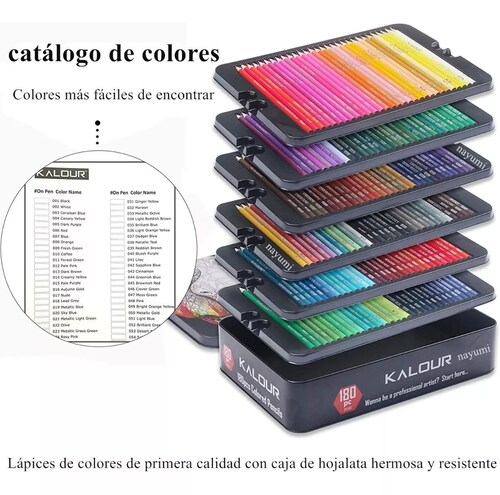 Set 180 Lápices Dibujo Colores Y Estuche Profesional Artista.