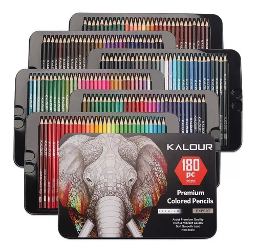 Set 180 Lápices Dibujo Colores Y Estuche Profesional Artista.