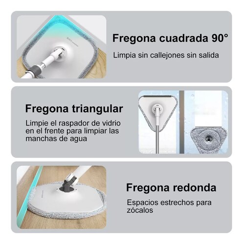 Trapeador Mop Cubeta Spin Automático 6 Paños De Repuesto.