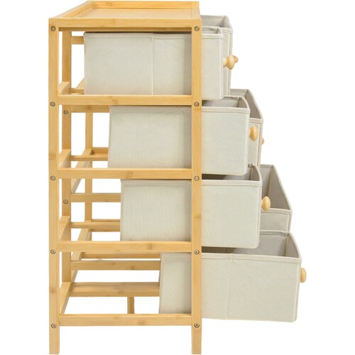 Comoda Cajonera Mueble Bambu Organizador 7 Cajones Blanco