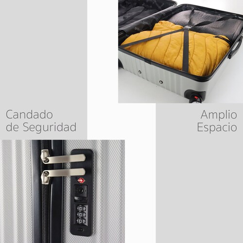 Golingo Maleta de Mano Carry On 20" Rigida Resistente Con Ruedas Giratorias 360 y removibles, Asa Expandible y Candado de Seguridad PLATA.