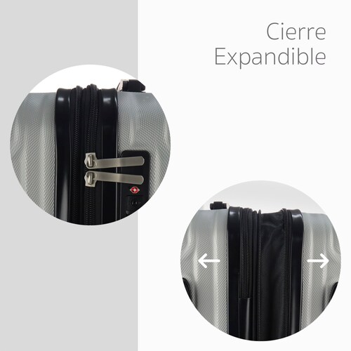 Golingo Maleta de Mano Carry On 20" Rigida Resistente Con Ruedas Giratorias 360 y removibles, Asa Expandible y Candado de Seguridad PLATA.