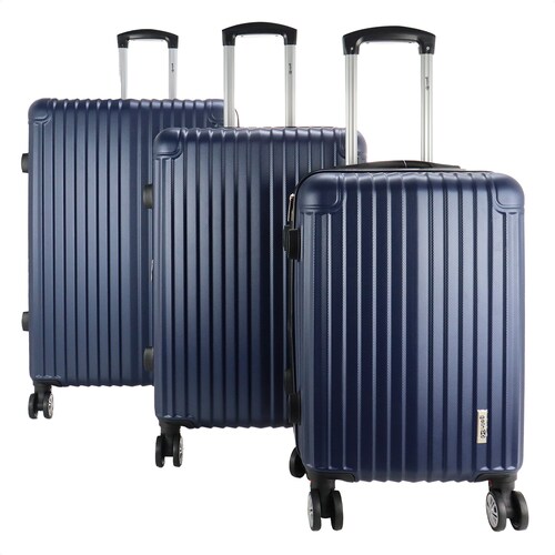 Maleta Set de 3 piezas Resistentes Rigidas Con Ruedas Giratorias removibles Asa Expandible TSA con Báscula integrada 20,24,28" AZUL