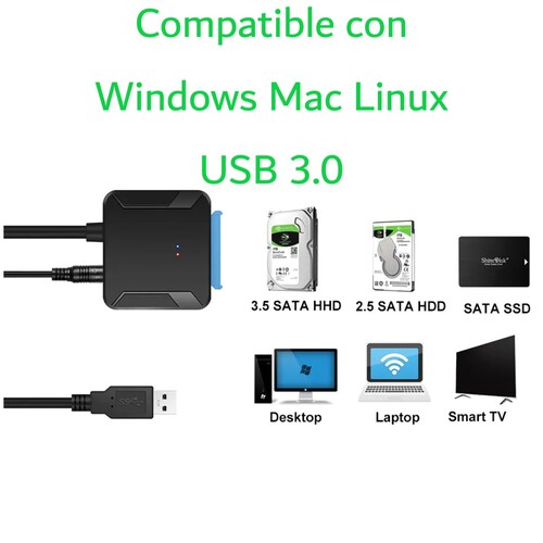 Adaptador cable USB 3,0 a Sata 3 convertidor disco duro USB 3.0 2,5 3,5 HDD SSD disco duro externo.
