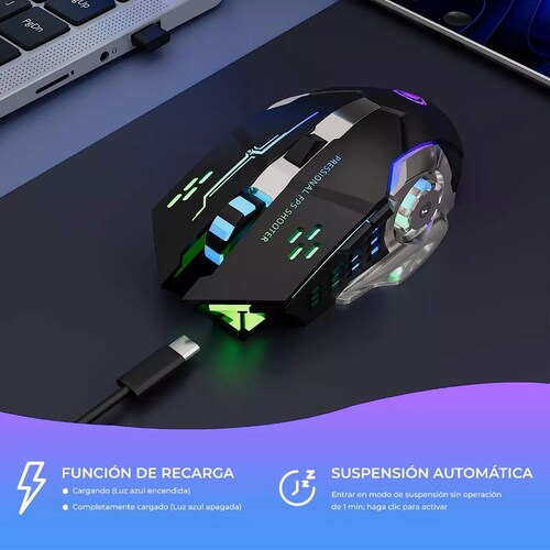 Mouse Inalambrico Gamer Ergonomico 2.4g Bt Dual Modos Raton.