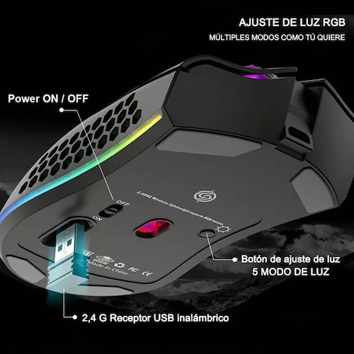 Mouse gamer inalámbrico recargable K-Snake BM600 black.