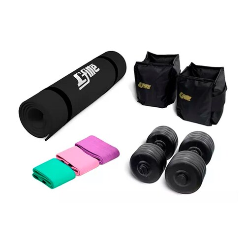 Kit Tapete,mancuernas,polainas Y 3 Bandas De Tela