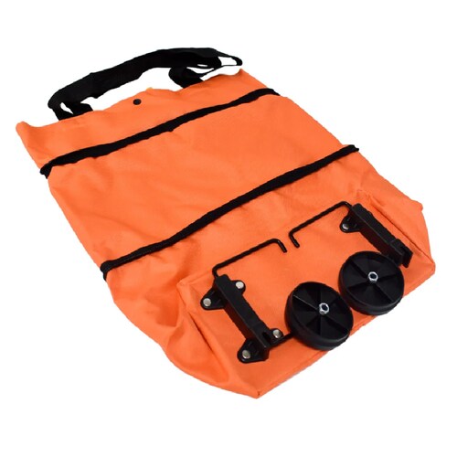 Bolsa Y Carrito Portatil 2 En 1 Negra Plegable Con Ruedas Para SuperMercado