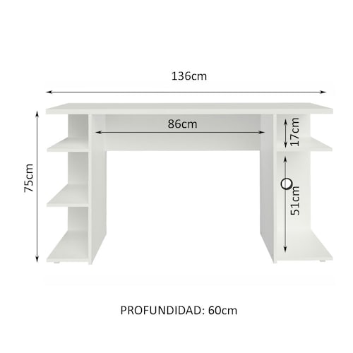 Escritorio Gamer Madesa Para Pc y Consola Blanco.