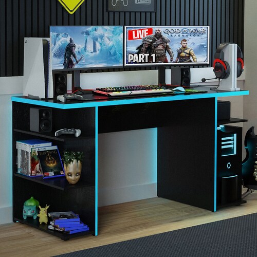 Escritorio Gamer Madesa para Pc y Consola Azul/Negro.