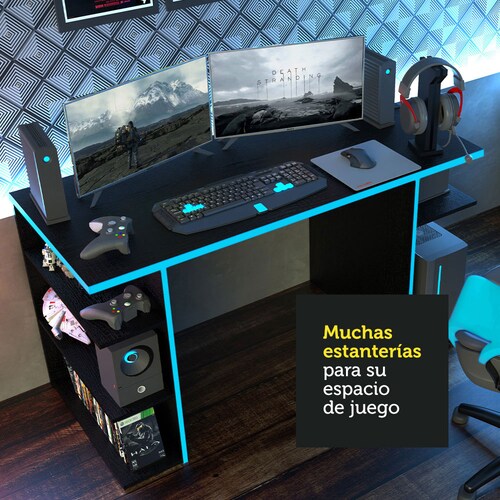 Escritorio Gamer Madesa para Pc y Consola Azul/Negro.