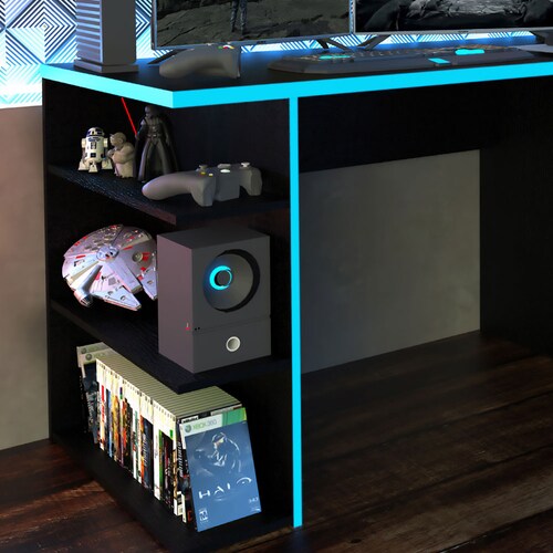 Escritorio Gamer Madesa para Pc y Consola Azul/Negro.