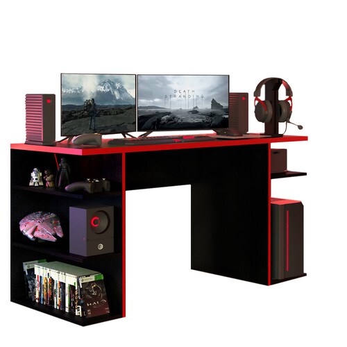 Escritorio Gamer Madesa para PC y Consola Rojo / Negro.