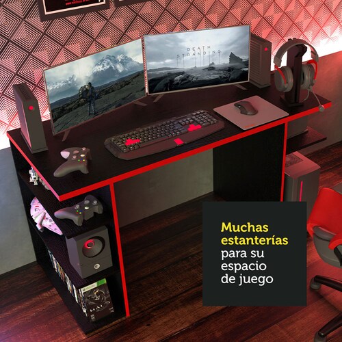 Escritorio Gamer Madesa para PC y Consola Rojo / Negro.