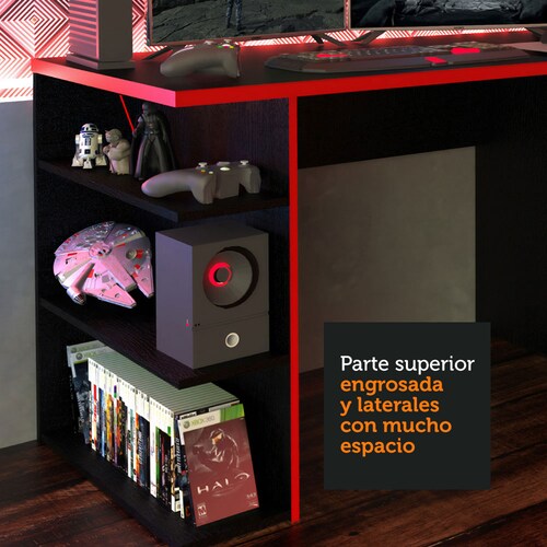 Escritorio Gamer Madesa para PC y Consola Rojo / Negro.