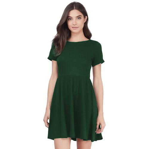 Vestido canesu cintura alta casual fresco verano corto dama mujer xally 124 cuello redondo manga corta