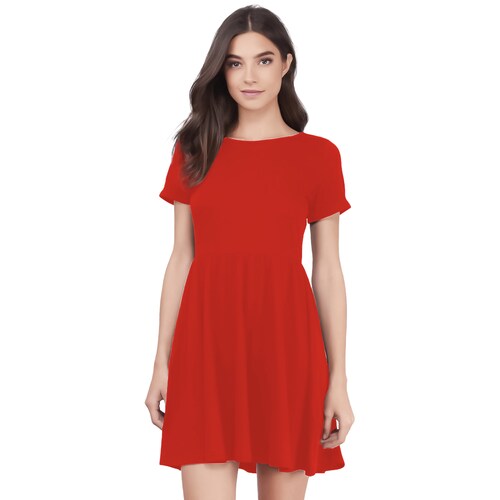 Vestido canesu cintura alta casual fresco verano corto dama mujer xally 124 cuello redondo manga corta