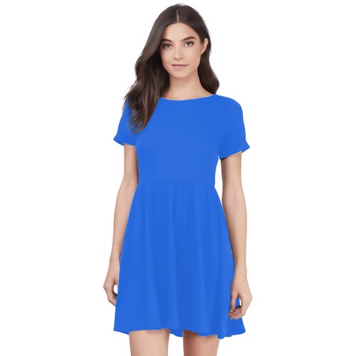 Vestido canesu cintura alta casual fresco verano corto dama mujer xally 124 cuello redondo manga corta