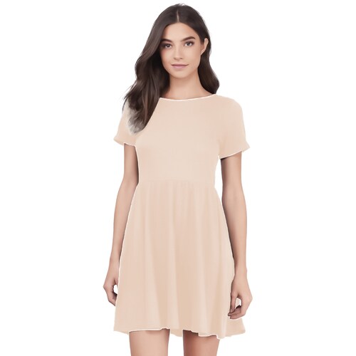 Vestido canesu cintura alta casual fresco verano corto dama mujer xally 124 cuello redondo manga corta