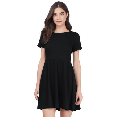 Vestido canesu cintura alta casual fresco verano corto dama mujer xally 124 cuello redondo manga corta