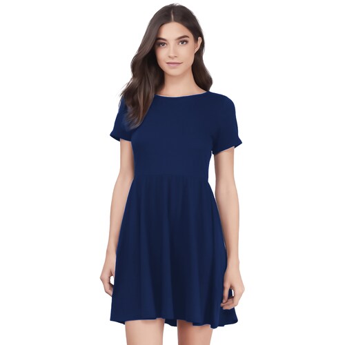 Vestido canesu cintura alta casual fresco verano corto dama mujer xally 124 cuello redondo manga corta