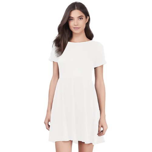 Vestido canesu cintura alta casual fresco verano corto dama mujer xally 124 cuello redondo manga corta