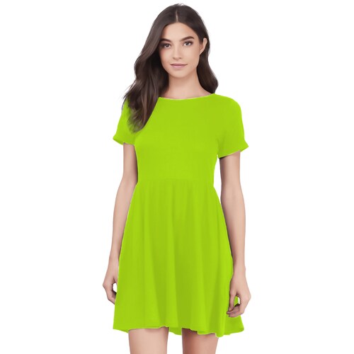 Vestido canesu cintura alta casual fresco verano corto dama mujer xally 124 cuello redondo manga corta