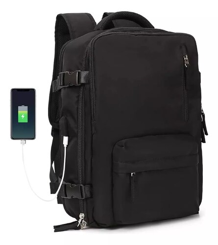 Mochila De Viaje Grande, Mochila Impermeable Para Senderismo color NEGRO.