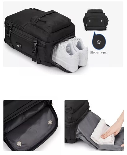 Mochila De Viaje Grande, Mochila Impermeable Para Senderismo color NEGRO.
