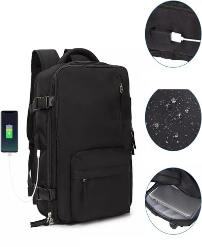 Mochila De Viaje Grande, Mochila Impermeable Para Senderismo color NEGRO.
