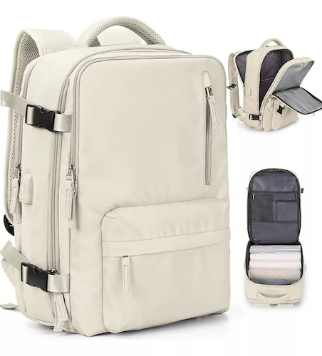 Mochila De Viaje Grande, Mochila Impermeable Para Senderismo color CREMA.