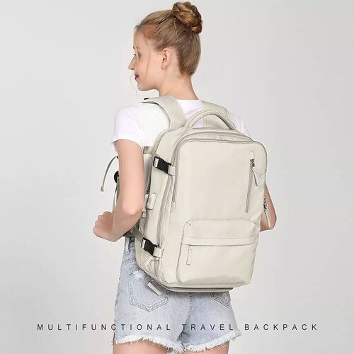 Mochila De Viaje Grande, Mochila Impermeable Para Senderismo color CREMA.