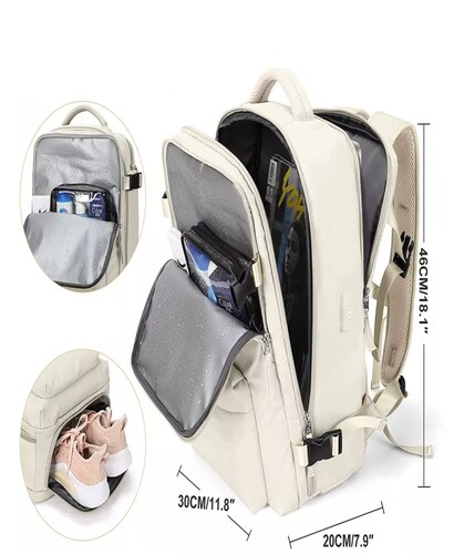 Mochila De Viaje Grande, Mochila Impermeable Para Senderismo color CREMA.