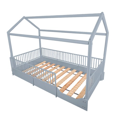 Cama Casa Montessori con Barandales Blanca | Duduk.