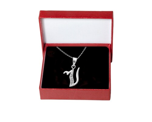 Collar Gargantilla Plata 925 Horoz Letra Inicial Cursiva V 45cm SP1421.