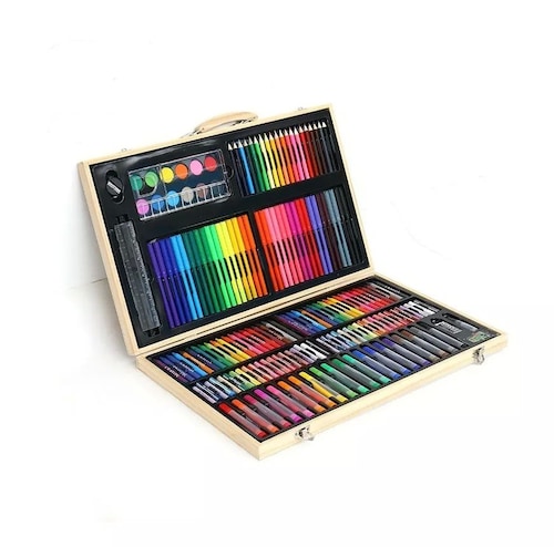 Set De Arte Profesional Colores Lápices Kit Dibujo 180 Pcs