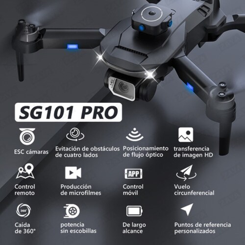Mini drone ZLL SG101 PRO con dual cámara 4K negro 2.4GHz 3 baterías.