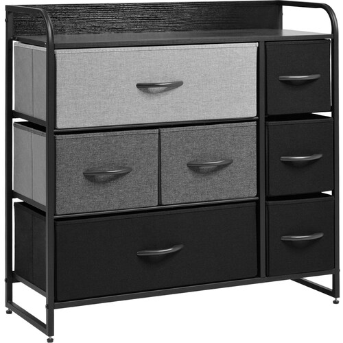 Mueble Buro Organizador Comoda Negro Metal 7 Cajoneras Tela