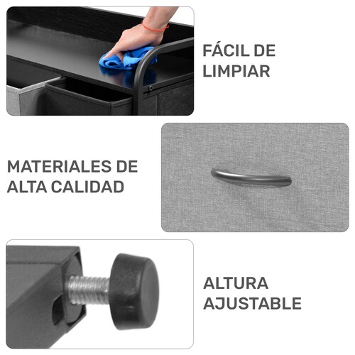 Mueble Buro Organizador Comoda Negro Metal 7 Cajoneras Tela