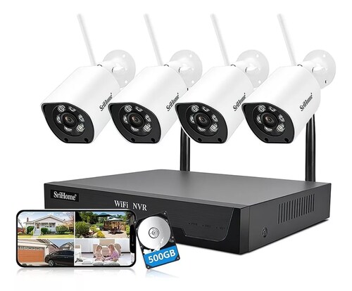 Kit De Camaras Videovigilancia Circuito Cerrado+ Disco 500gb