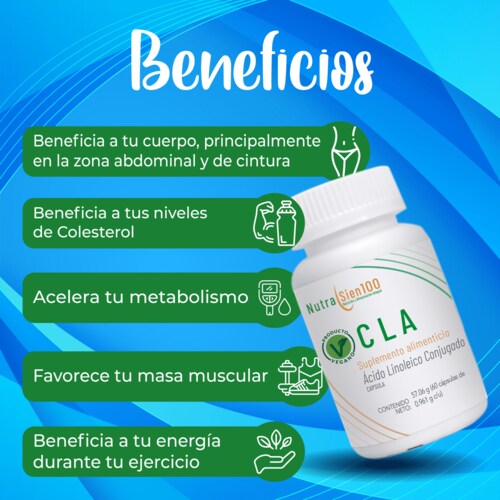 Cla Cápsulas. 600mg De Ácido Linoleico Conjugado. Suplemento Vegano. 60 Caps