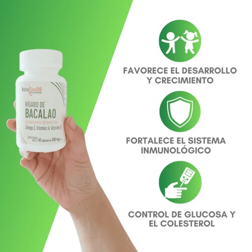 Aceite de Hígado de Bacalao en cápsulas con Vitamina A y D. Suplemento alimenticio. 60 Cápsulas