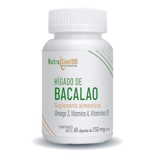 Aceite de Hígado de Bacalao en cápsulas con Vitamina A y D. Suplemento alimenticio. 60 Cápsulas